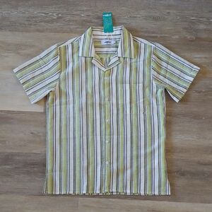 NWT Vatpave Men's Striped Button Down Shirt Green Size S